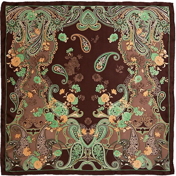 Wyoming Traders Wild Rag Charmeuse Hickory Mint Silk Western Scarf - 34.5"